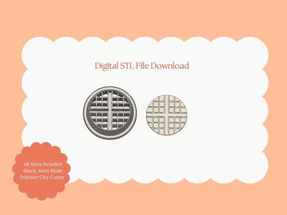 Waffle Clay Cutter | Waffle STL File for Polymer Clay Earrings and Food Jewelry