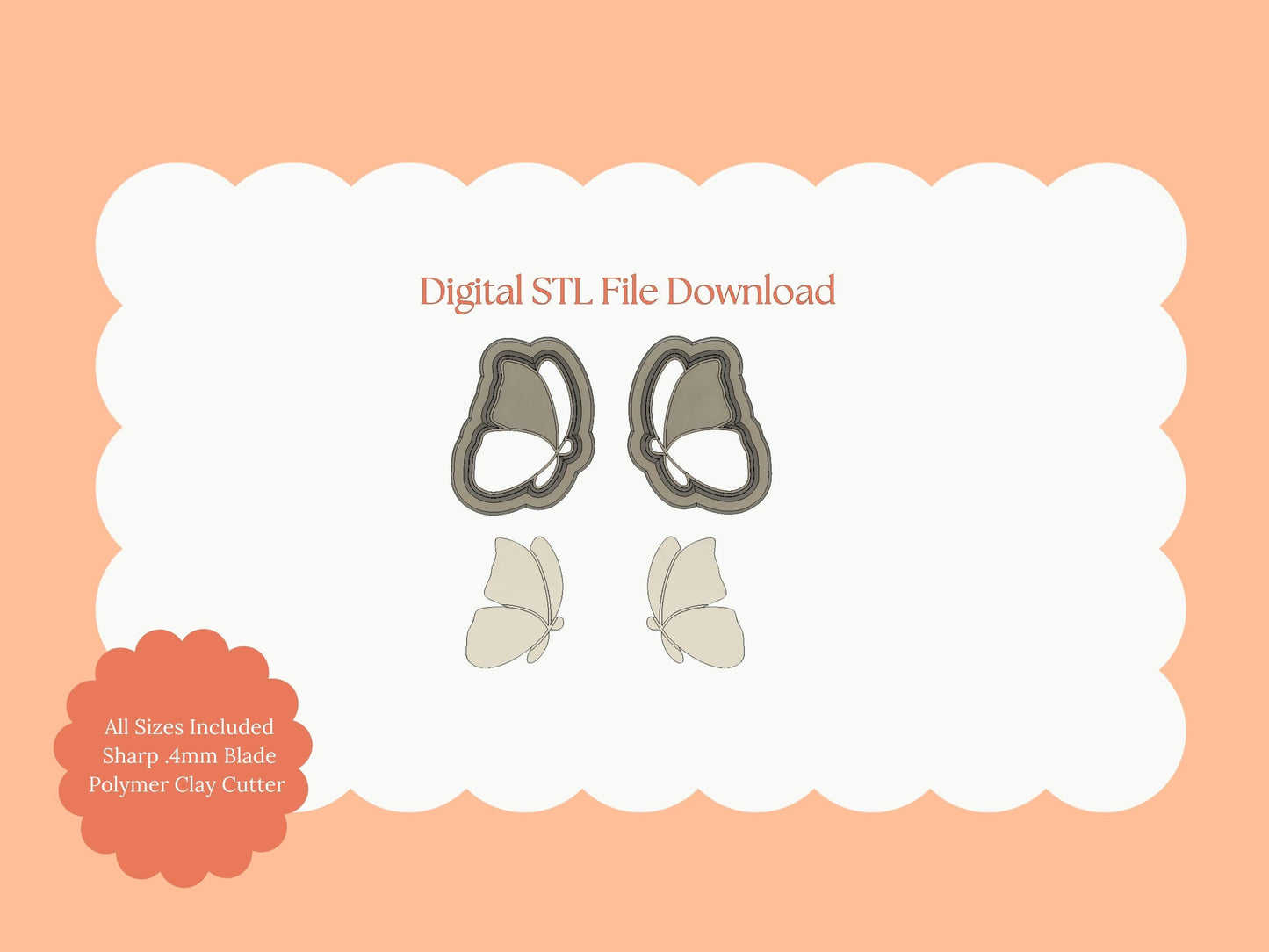 Butterfly No. 14 | Butterfly Wings STL File for Polymer Clay Earrings and Nature Jewelry