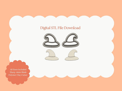 Witch Hat No. 3 Clay Cutter | Witch Hat STL File for Polymer Clay Earrings and Halloween Jewelry