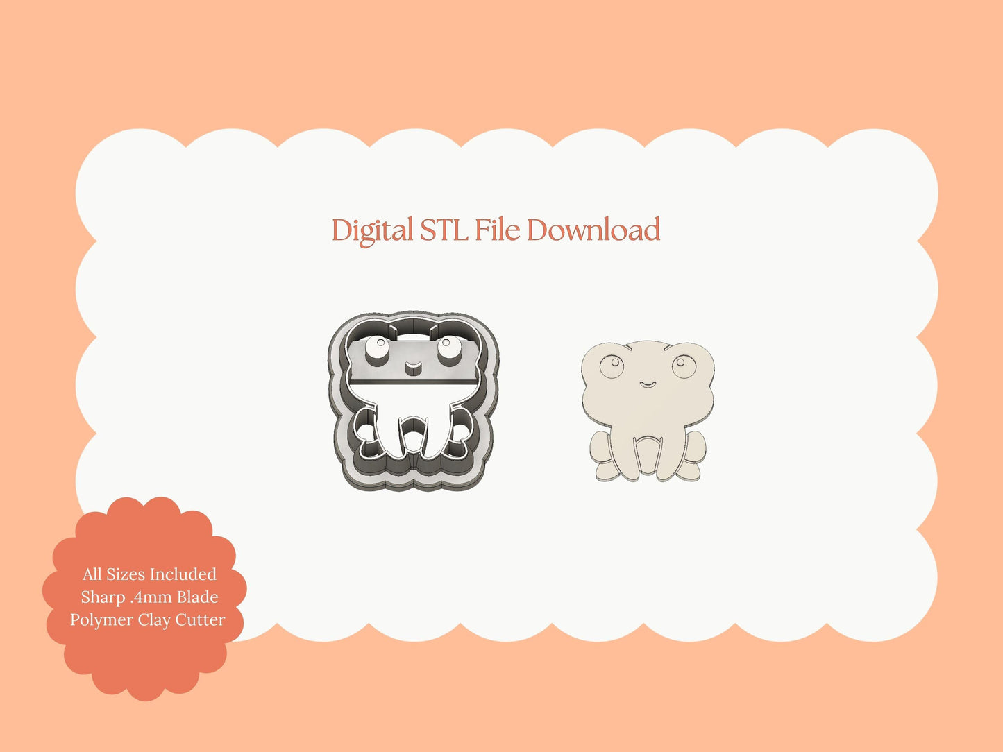 Spring Cute Embossed Frog Clay Cutter | Embossed Frog STL File for Polymer Clay Earrings and Amphibian Jewelry