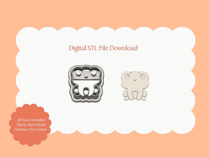 Spring Cute Embossed Frog Clay Cutter | Embossed Frog STL File for Polymer Clay Earrings and Amphibian Jewelry