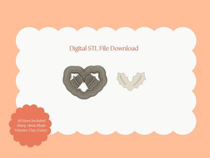 Holly Leaf No. 4 Clay Cutter | Holly Leaf STL File – Christmas Digital Clay Cutter for Botanical Earrings and Crafts