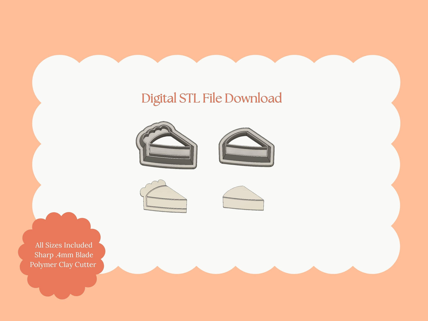 Pumpkin Pie Slice Clay Cutter | Pumpkin Pie STL File for Thanksgiving Earrings – Fall Dessert Digital Download