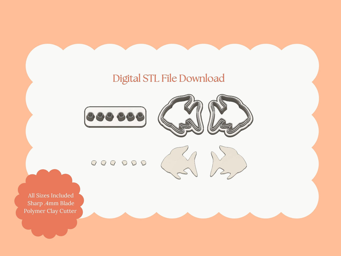 Rainbow Fish Clay Cutter | Rainbow Fish STL File – Digital Ocean Cutter for Colorful Marine Earrings and Sea Crafts