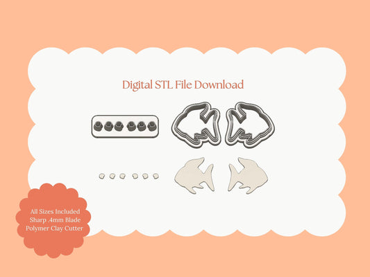 Rainbow Fish Clay Cutter | Rainbow Fish STL File – Digital Ocean Cutter for Colorful Marine Earrings and Sea Crafts