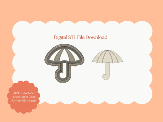 Rain Umbrella Clay Cutter | Umbrella STL File – Digital Weather Cutter for Cute Earrings and Rainy Day Crafts