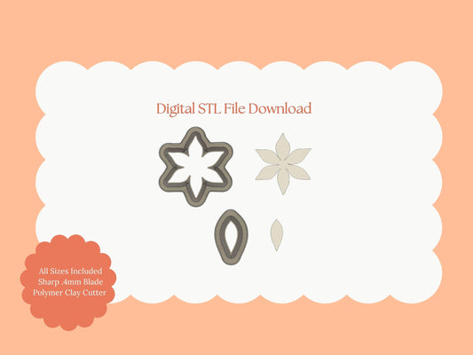 Poinsettia No. 3 Clay Cutter | Christmas Poinsettia STL File – Digital Floral Cutter for Holiday Earrings and Botanical Crafts