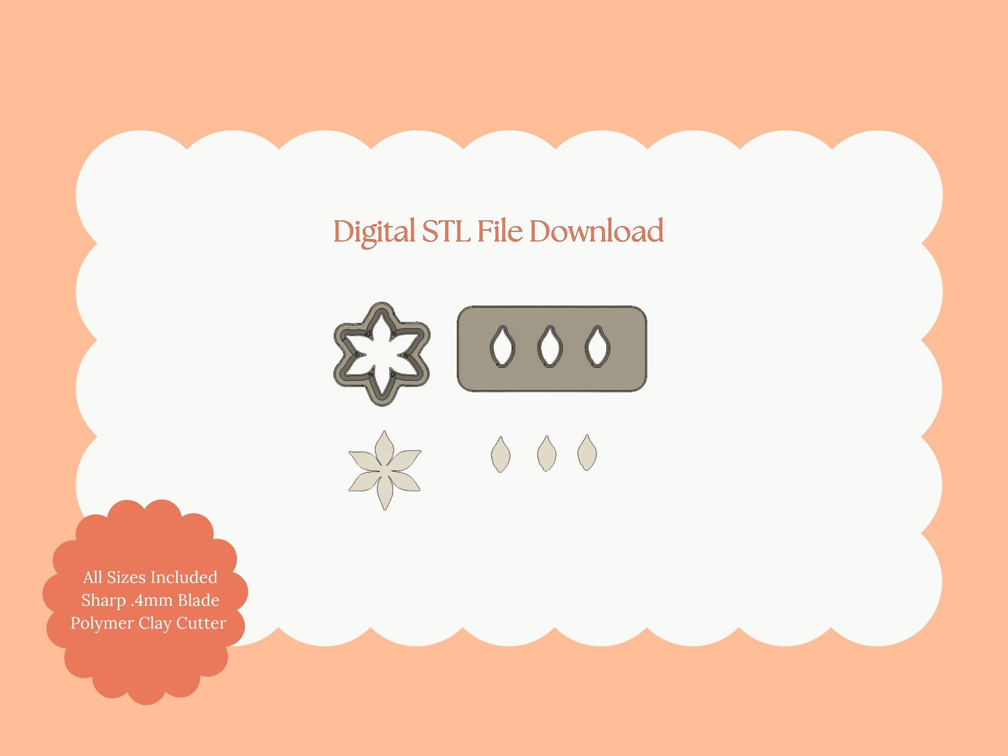 Poinsettia No. 4 Clay Cutter | Poinsettia STL File – Digital Holiday Cutter for Christmas Earrings and Winter Floral Crafts