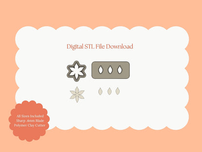 Poinsettia No. 4 Clay Cutter | Poinsettia STL File – Digital Holiday Cutter for Christmas Earrings and Winter Floral Crafts