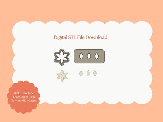 Poinsettia No. 4 Clay Cutter | Poinsettia STL File – Digital Holiday Cutter for Christmas Earrings and Winter Floral Crafts