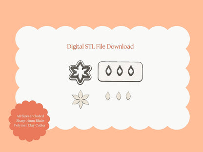 Poinsettia No. 4 Clay Cutter | Poinsettia STL File – Digital Holiday Cutter for Christmas Earrings and Winter Floral Crafts