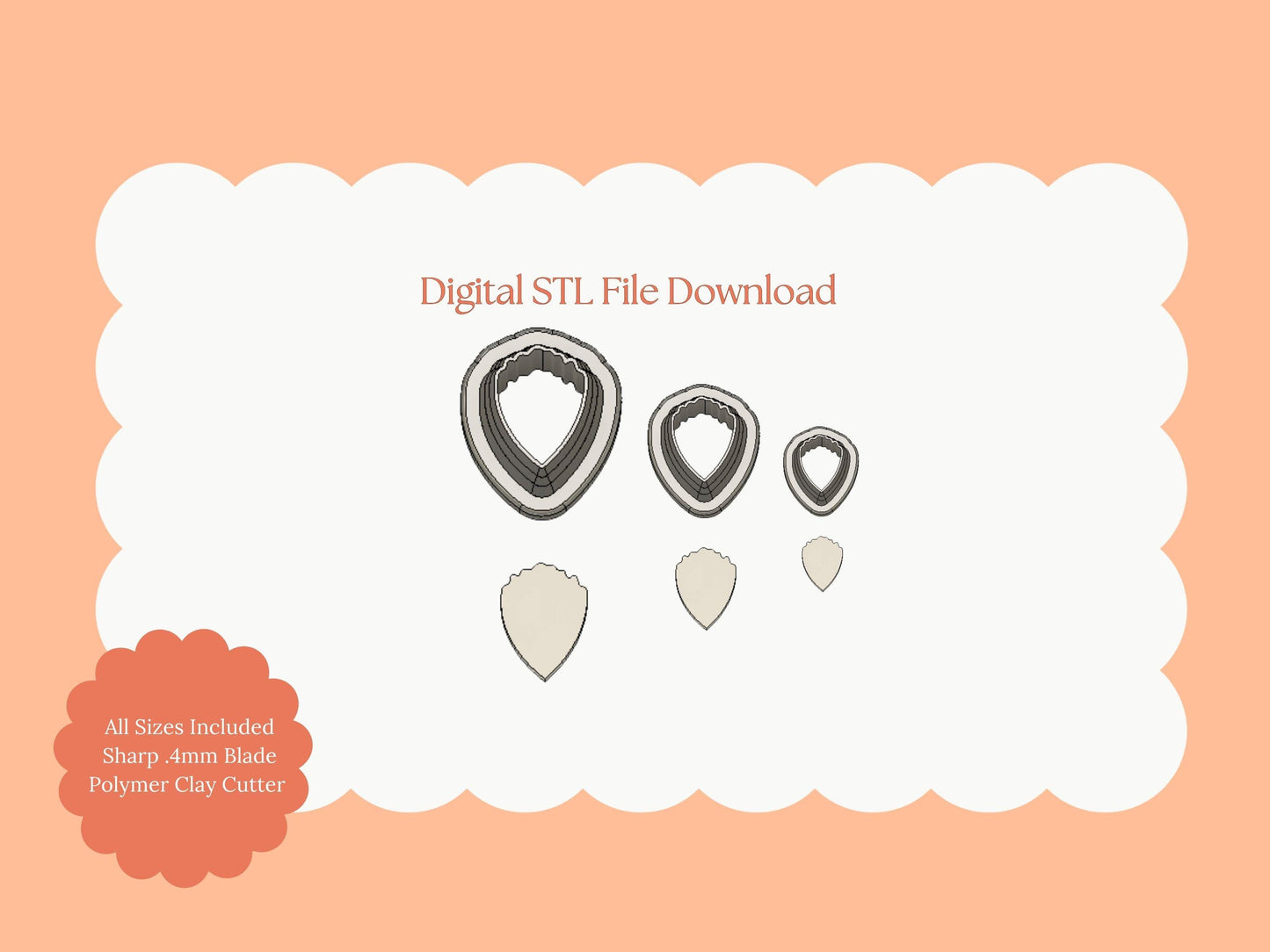 Peony Petal Clay Cutter Set | Peony Petal STL File – Digital Floral Cutter for Elegant Earrings and Botanical Clay Crafts