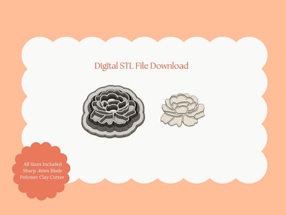 Peony No. 4 Clay Cutter | Peony STL File – Digital Floral Cutter for Wedding Earrings and Romantic Crafts