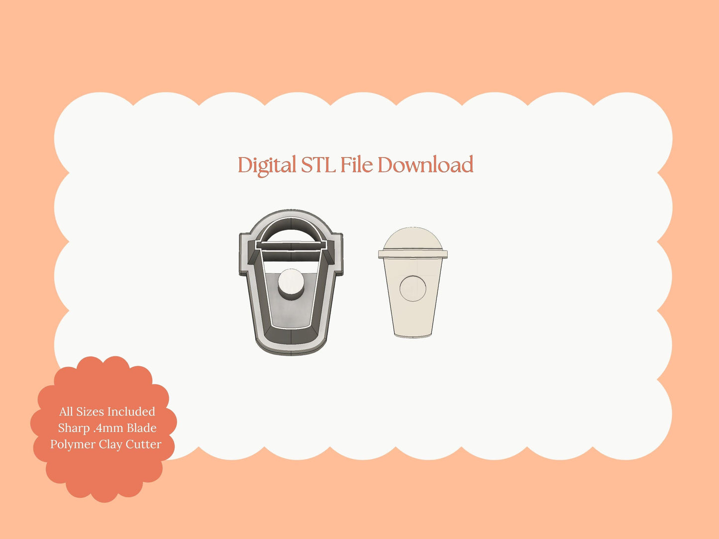 Iced Coffee Clay Cutter | Iced Coffee STL File – Digital Café Cutter for Coffee Earrings and Barista-Themed Clay Crafts