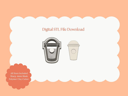 Iced Coffee Clay Cutter | Iced Coffee STL File – Digital Café Cutter for Coffee Earrings and Barista-Themed Clay Crafts