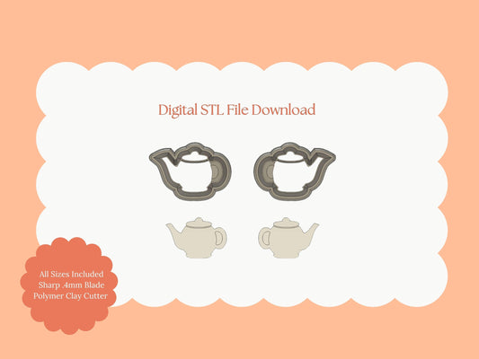 Teapot No. 1 Clay Cutter | Digital STL File Teapot Polymer Clay Cutter for DIY Tea Lover Earrings Cottagecore Jewelry Accessories