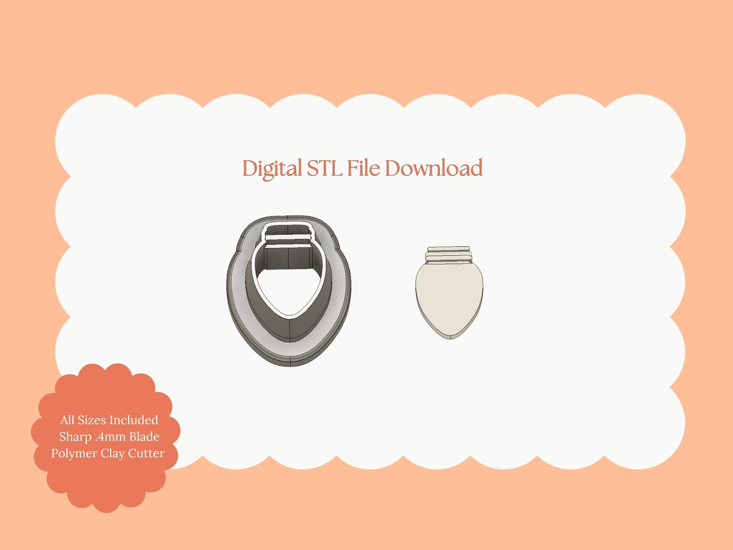 Old School Christmas Light Clay Cutter | Retro Christmas Light STL File – Holiday Digital Cutter Download