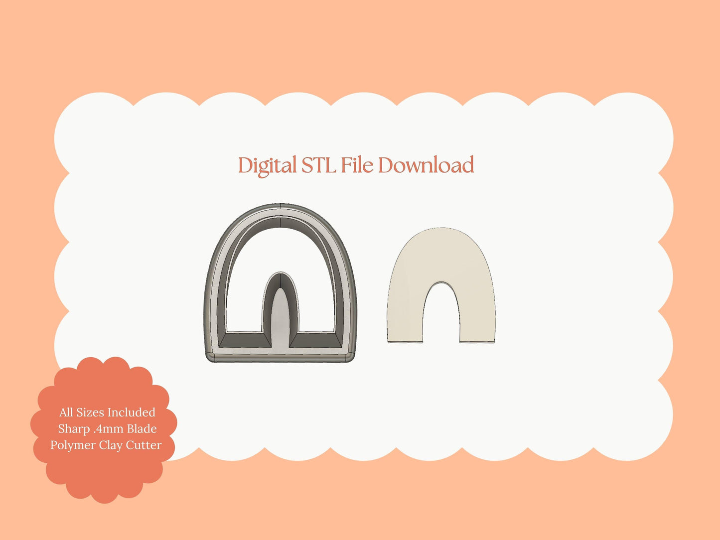 U Shape No. 3 Clay Cutter | Geometric Digital STL File Polymer Clay Cutter for Earrings, Jewelry and Handmade Accessories