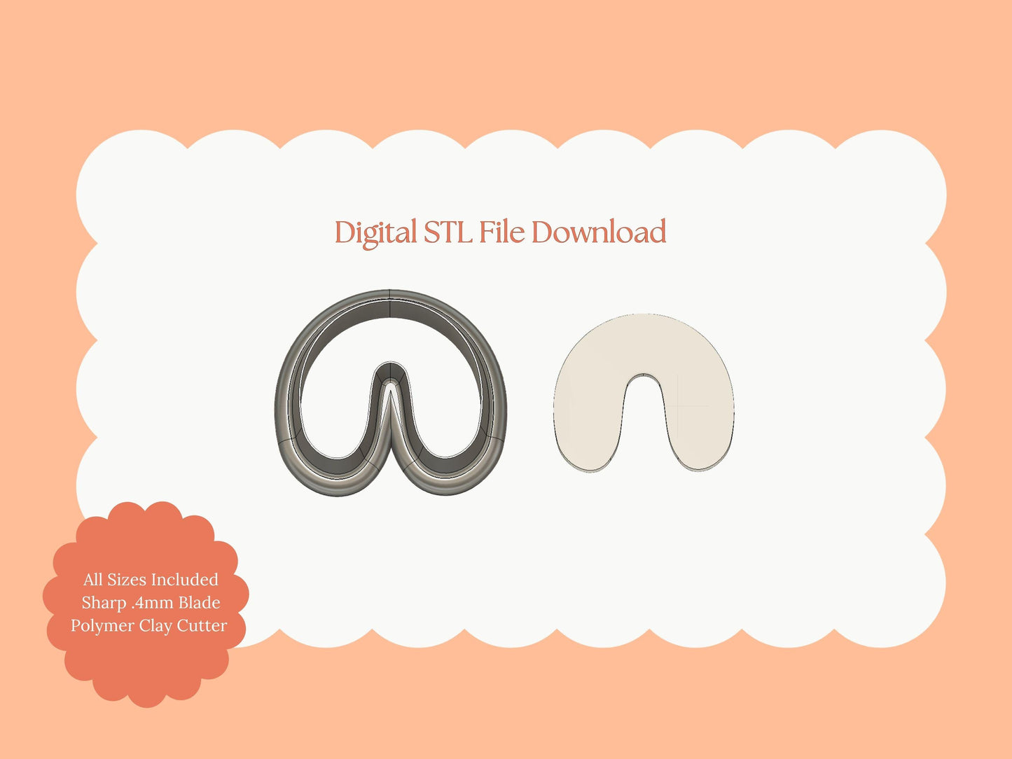 U Shape No. 2 Clay Cutter | Minimalist Polymer Clay Cutter Digital STL File for DIY Earrings and Handmade Jewelry