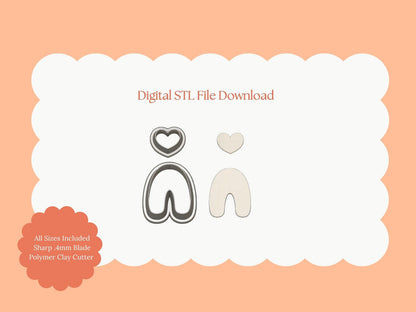 Rounded U Shape Heart Dangle | Heart Dangle STL File – Digital Romantic Cutter for Valentine Earrings and Love Jewelry