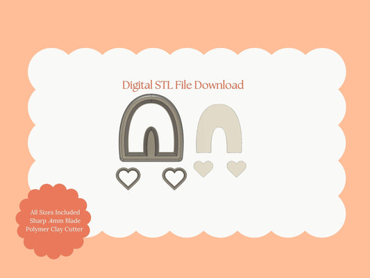U Shape Heart Dangle Clay Cutter | STL File Download for Geometric Polymer Clay Earrings and DIY Jewelry Projects