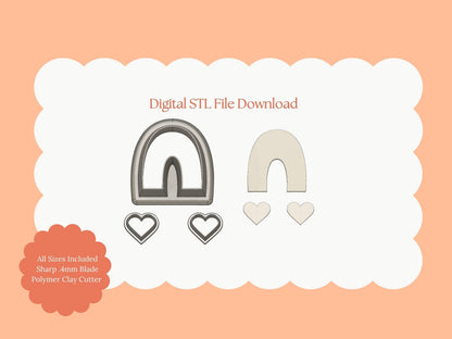 U Shape Heart Dangle Clay Cutter | STL File Download for Geometric Polymer Clay Earrings and DIY Jewelry Projects