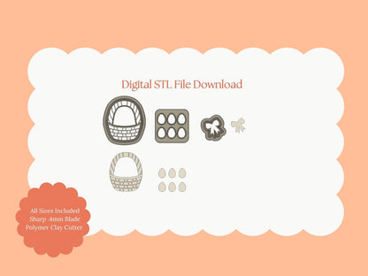 Easter Egg Basket No. 1 Clay Cutter | Easter Egg Basket STL File for Polymer Clay Earrings and Holiday Jewelry