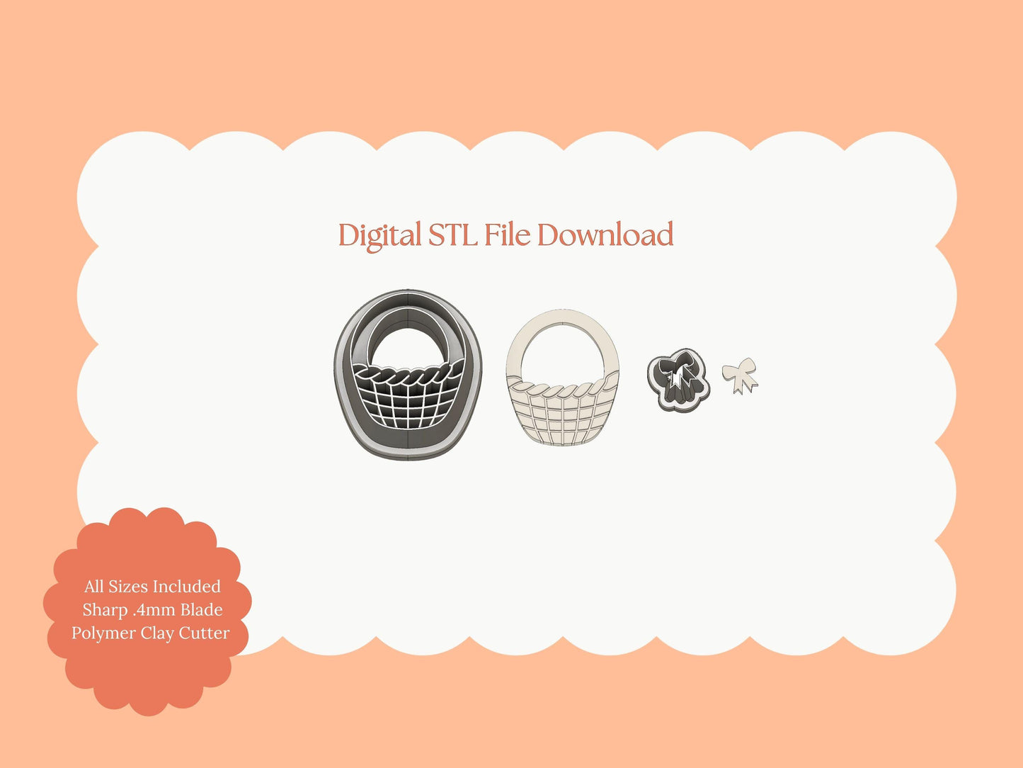 Easter Egg Basket No. 2 | Easter Basket STL File | Clay Earring Cutter for Spring Jewelry Crafts