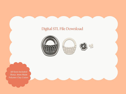 Easter Egg Basket No. 2 | Easter Basket STL File | Clay Earring Cutter for Spring Jewelry Crafts