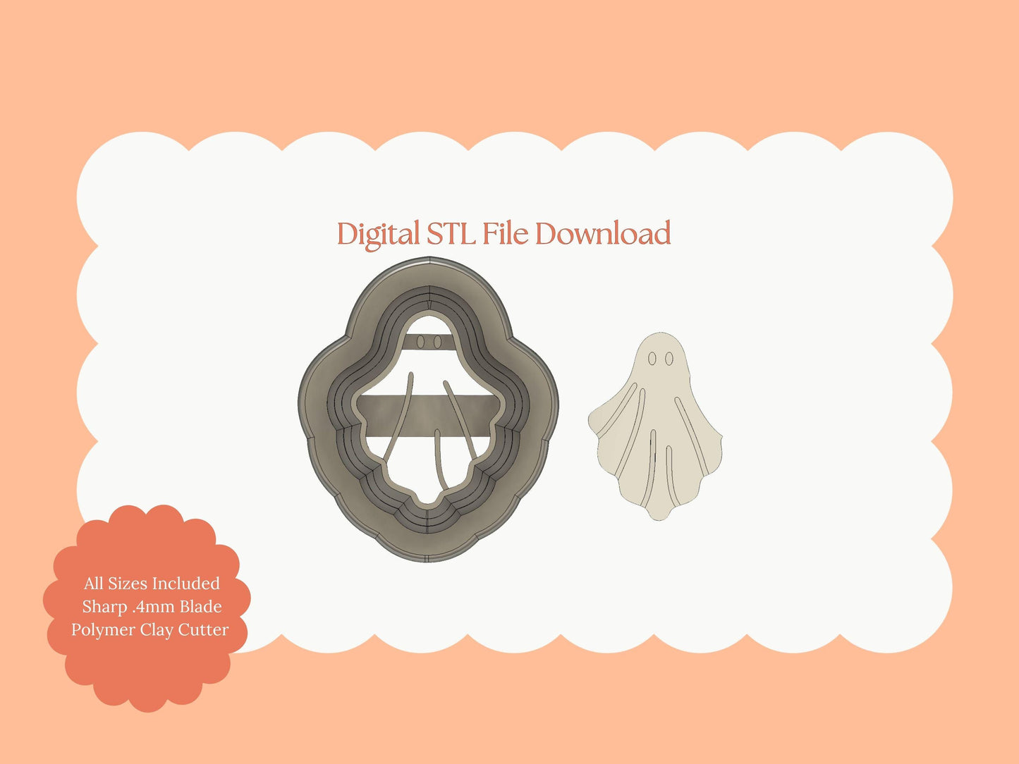 Ghost No. 4 Clay Cutter | Ghost STL File for Polymer Clay Halloween Earrings and Horror Crafts