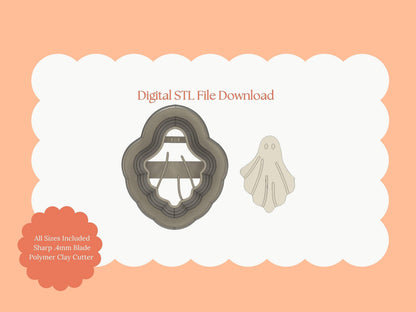 Ghost No. 4 Clay Cutter | Ghost STL File for Polymer Clay Halloween Earrings and Horror Crafts
