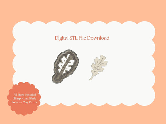 Oak Leaf Clay Cutter | Fall Oak Leaf STL File for Nature-Inspired Polymer Clay Earrings and Jewelry