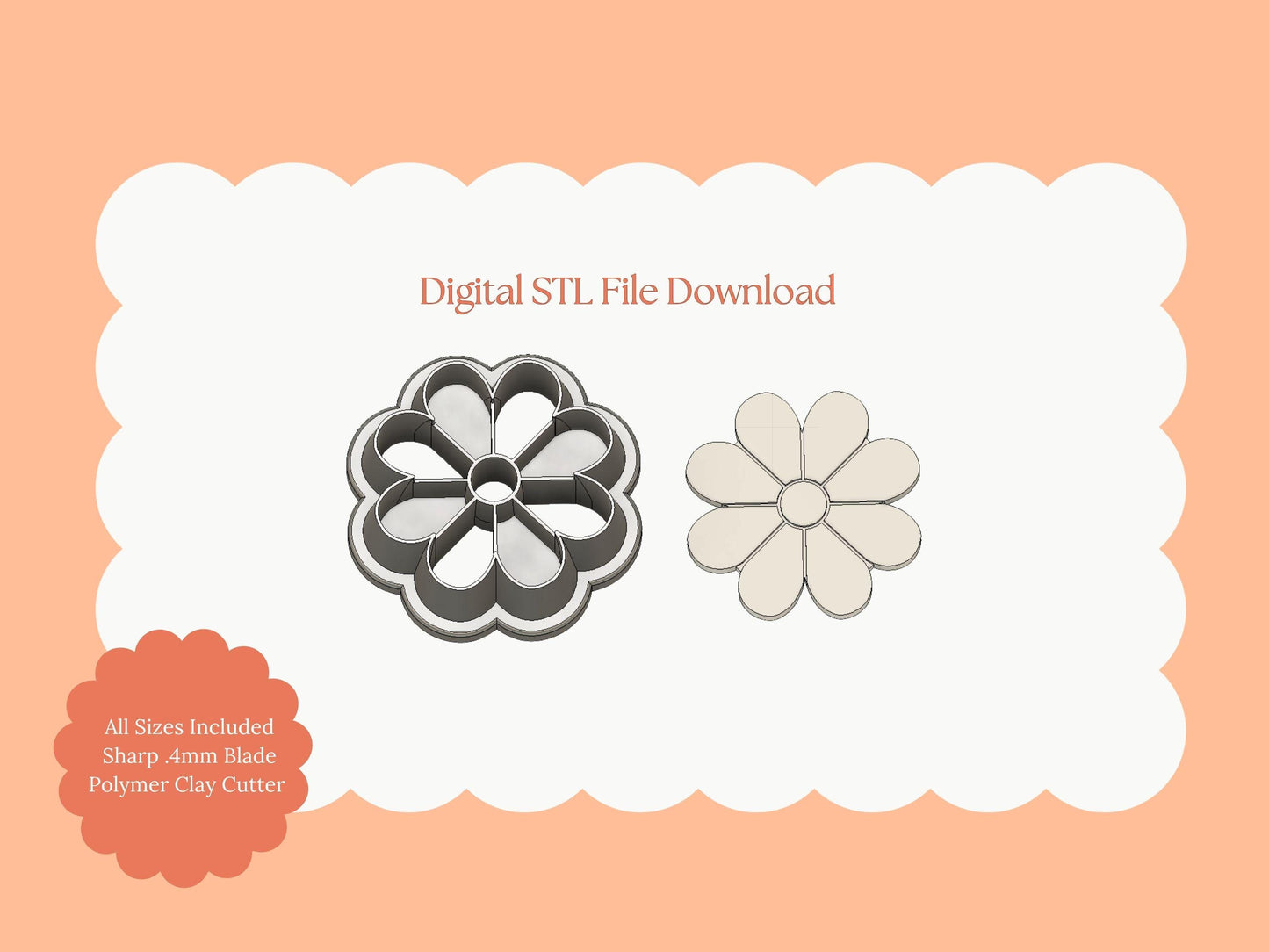 Floral Shape No. 5 Clay Cutter | Botanical Floral STL File for Polymer Clay Earrings and Handmade Crafts