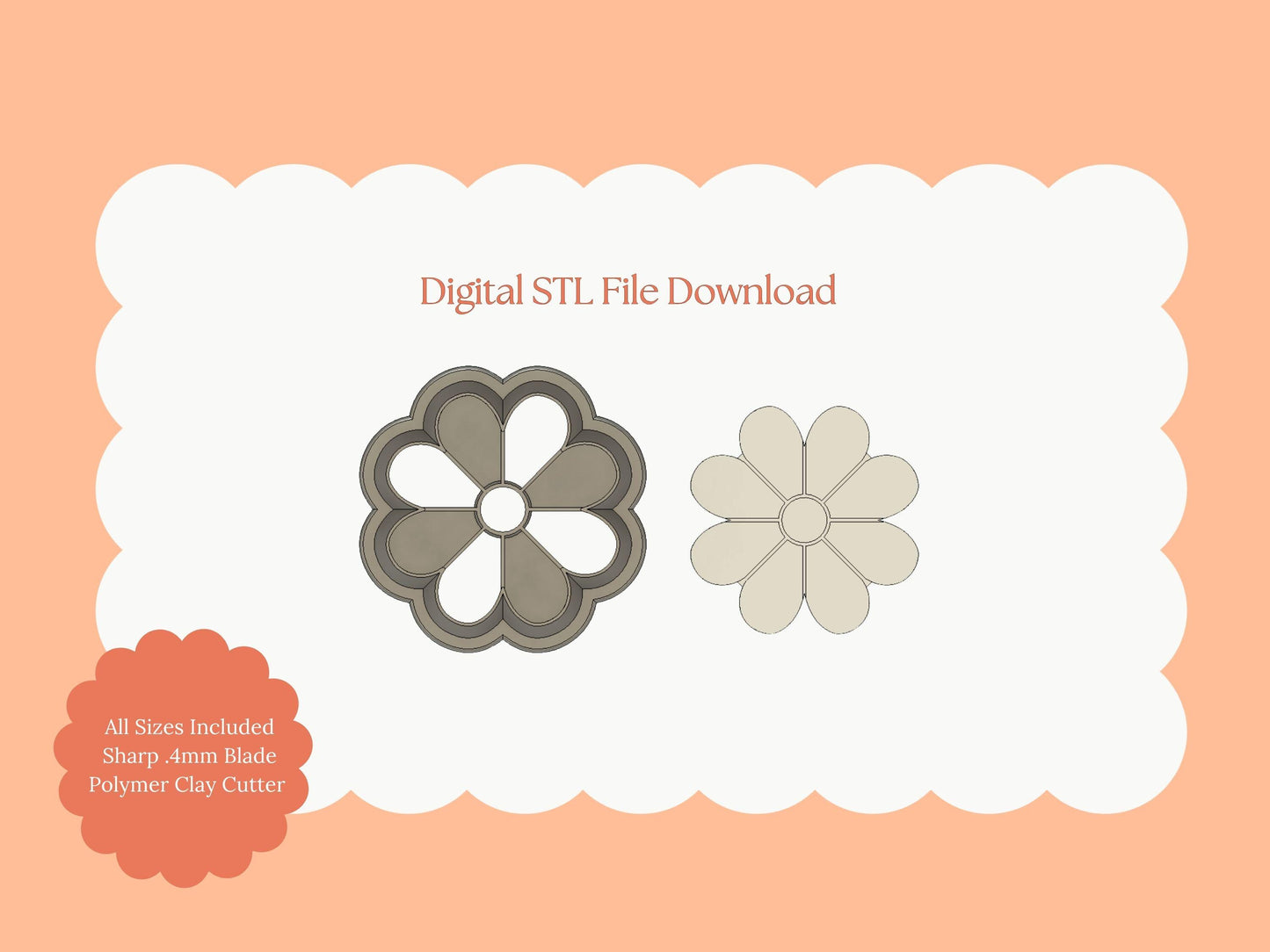 Floral Shape No. 5 Clay Cutter | Botanical Floral STL File for Polymer Clay Earrings and Handmade Crafts