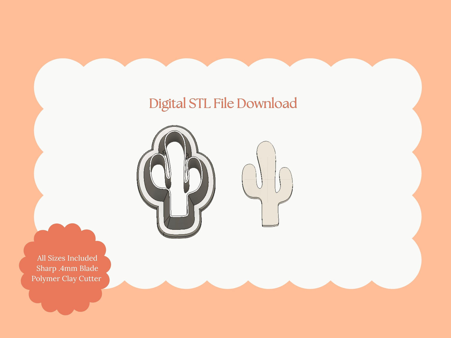 Cactus No. 1 Clay Cutter | Cactus STL File for Polymer Clay Earrings and Plant-Themed Jewelry