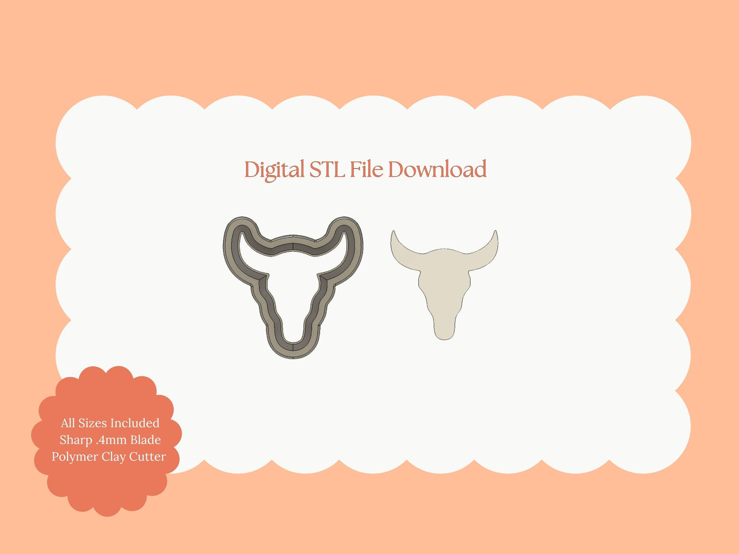 Bull Head Clay Cutter | Bull Head STL File for Polymer Clay Earrings and Western Jewelry