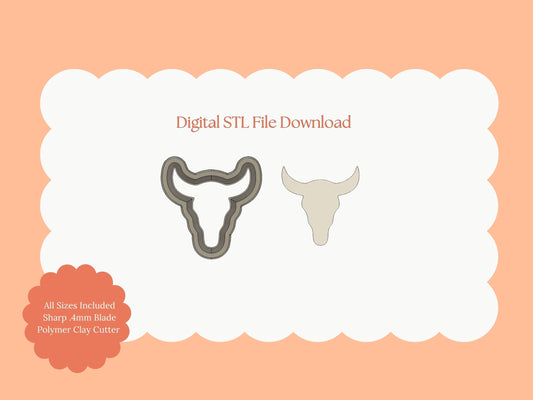 Bull Head Clay Cutter | Bull Head STL File for Polymer Clay Earrings and Western Jewelry