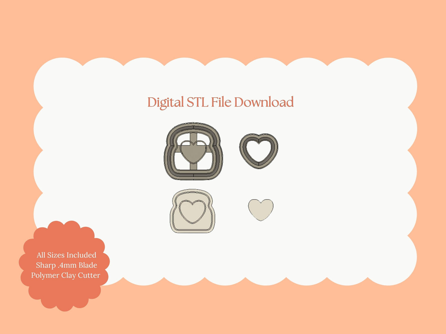 Heart Eggs and Toast Cutter | Eggs and Toast STL File – Digital Food-Themed Cutter for Valentine Earrings and Fun Crafts