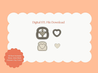 Heart Eggs and Toast Cutter | Eggs and Toast STL File – Digital Food-Themed Cutter for Valentine Earrings and Fun Crafts