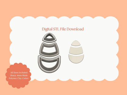 Three Part Egg Clay Cutter | Digital STL File Polymer Clay Cutter for DIY Easter Earrings Spring Jewelry and Seasonal Accessories