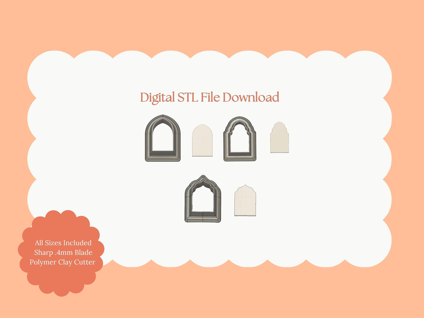 Elegant Arch Trio Clay Cutter | Elegant Arch STL File Set for Polymer Clay Earrings and Stylish Crafts