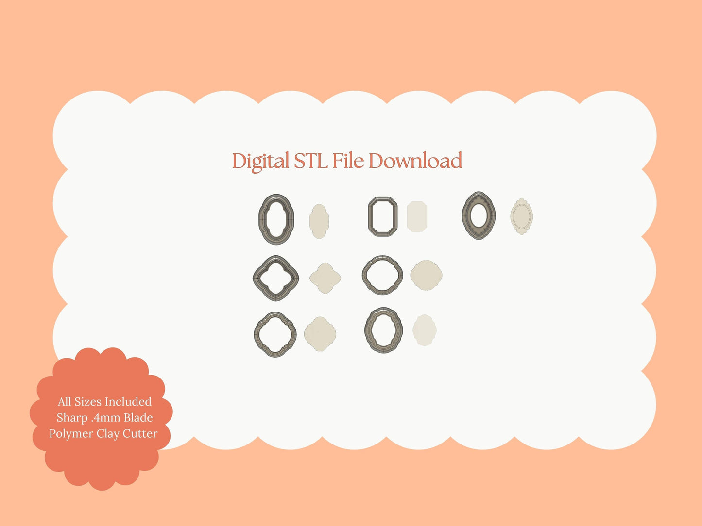 Elegant Shape Set Clay Cutter | Elegant Shape STL File Set for Polymer Clay Earrings and Fashion Jewelry