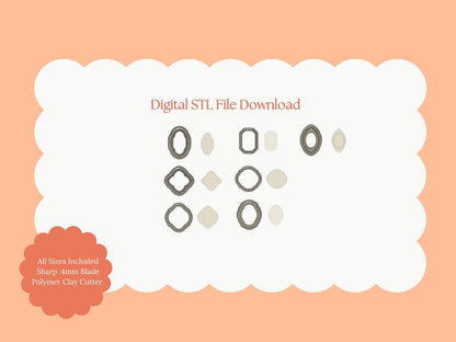Elegant Shape Set Clay Cutter | Elegant Shape STL File Set for Polymer Clay Earrings and Fashion Jewelry