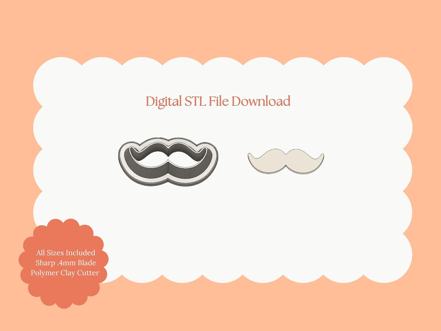 Mustache Clay Cutter | Mustache STL File for Movember Earrings – Funny Digital Download for Costume Crafts