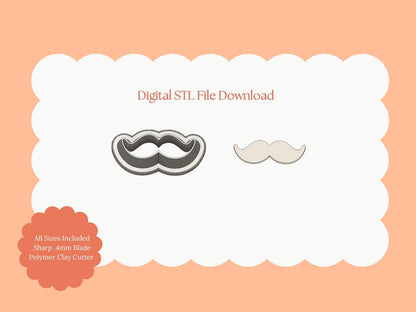 Mustache Clay Cutter | Mustache STL File for Movember Earrings – Funny Digital Download for Costume Crafts