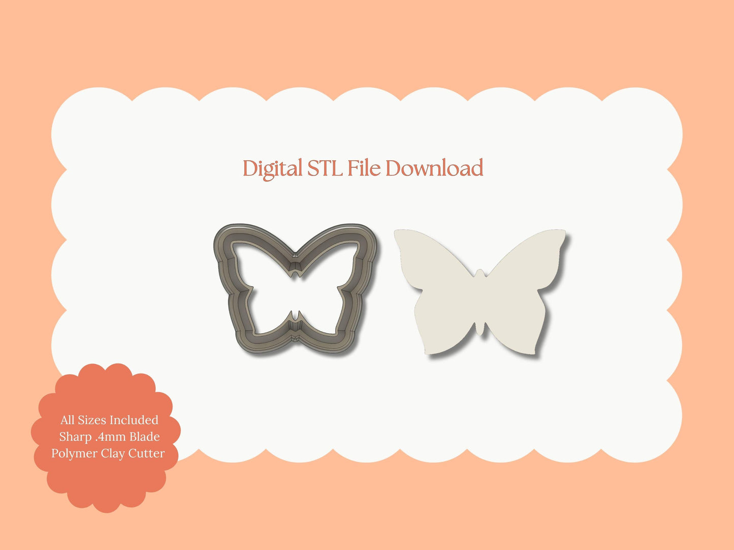 Butterfly No. 3 Clay Cutter | Butterfly No. 3 STL File – Digital Nature Cutter for Cute Earrings & Garden Clay Crafts