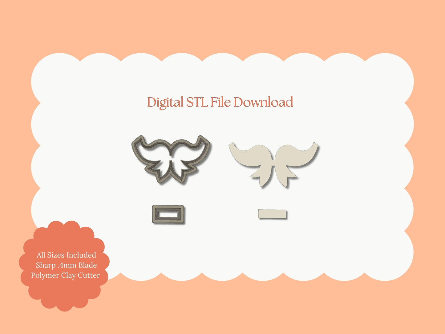 Coquette Bow No. 4 Clay Cutter | Coquette Bow No. 4 STL File – Digital Cute Cutter for Fashion Earrings & Bow Clay Crafts