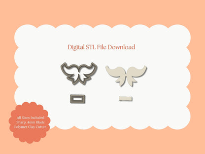Coquette Bow No. 4 Clay Cutter | Coquette Bow No. 4 STL File – Digital Cute Cutter for Fashion Earrings & Bow Clay Crafts