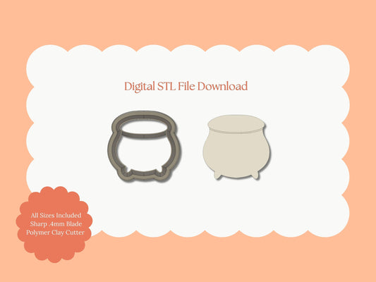 Cauldron No. 2 Clay Cutter | Cauldron No. 2 STL File – Digital Halloween Cutter for Spooky Earrings & Witchy Clay Crafts