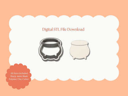 Cauldron No. 2 Clay Cutter | Cauldron No. 2 STL File – Digital Halloween Cutter for Spooky Earrings & Witchy Clay Crafts